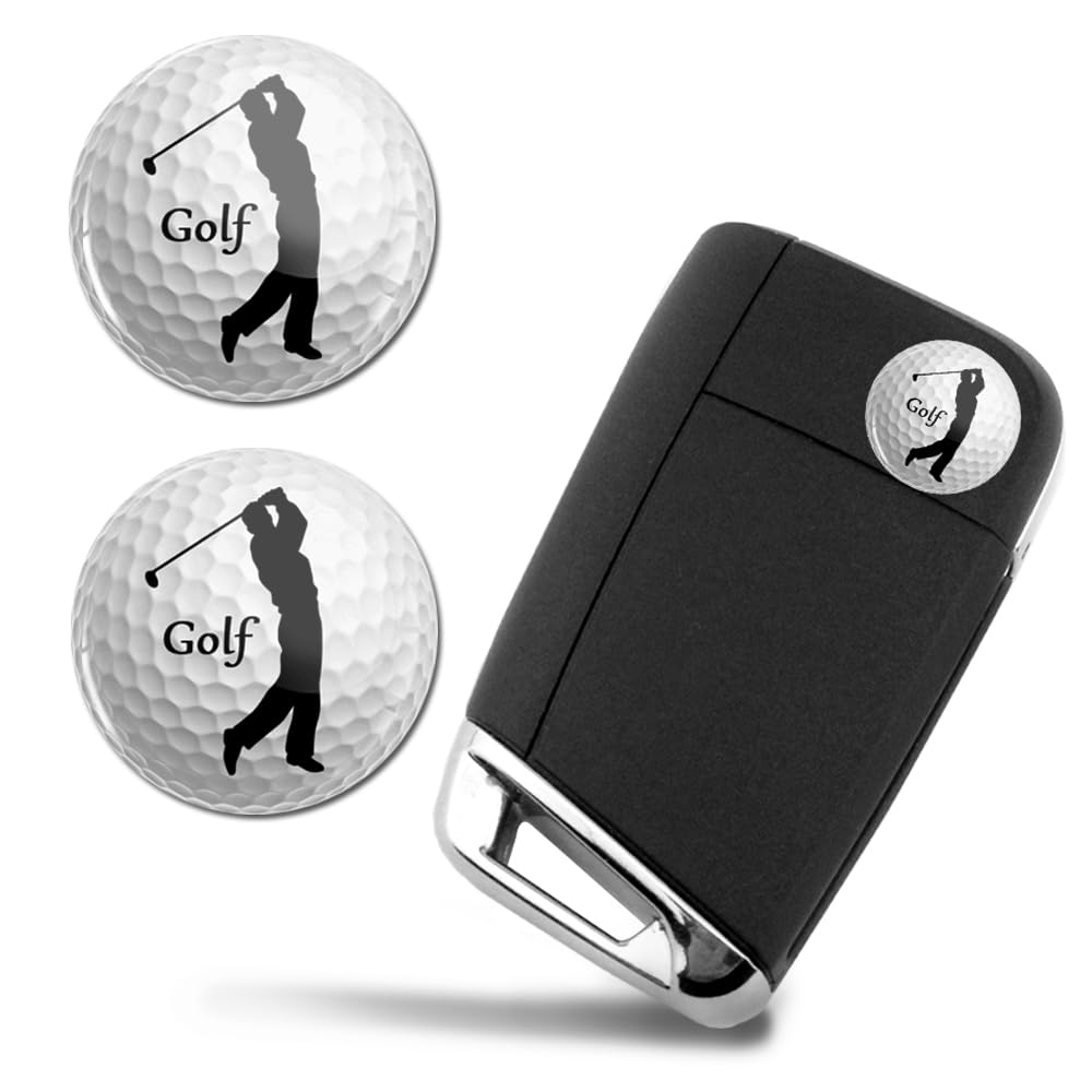 SkinoEu 2 x Ø14mm Aufkleber Sport Spiel Golf Golfer Schlüssel Emblem Stickers Für Fernbedienung Auto Moto Logo Key Badge Tuning KS 152 von SkinoEu