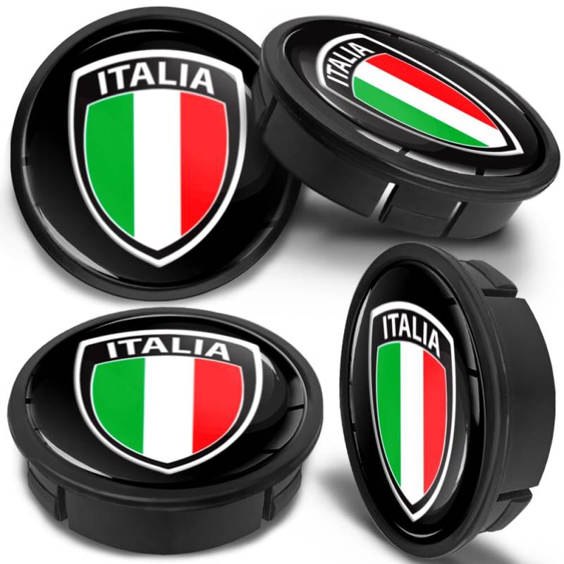 SkinoEu 4 Stück Nabendeckel Nabenkappen Felgendeckel Radkappen Radnabendeckel Felgenkappen Radnabenabdeckung mit Silikon Aufkleber 60 mm, Italien Flagge, Italy Flag, CX 76 von SkinoEu
