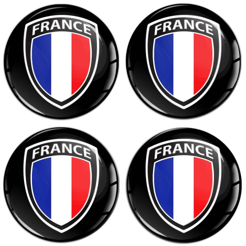 SkinoEu 4 x 50 mm Aufkleber Aufkleber für Radkappen Nabenkappen Nabendeckel Radnabendeckel Rad-Aufkleber France Frankreich Flagge Französische Fahne A 8950 von SkinoEu