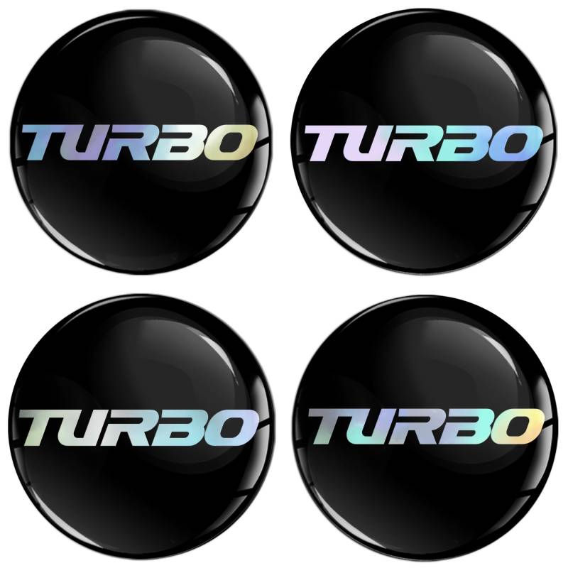 SkinoEu 4 x 55 mm 3D Gel Aufkleber für Nabenkappen Radnabendeckel Radnabendeckel Radaufkleber Decals für Kappen Fahrzeug Auto Tuning Emblem Hologramm Turbo A 5255 von SkinoEu