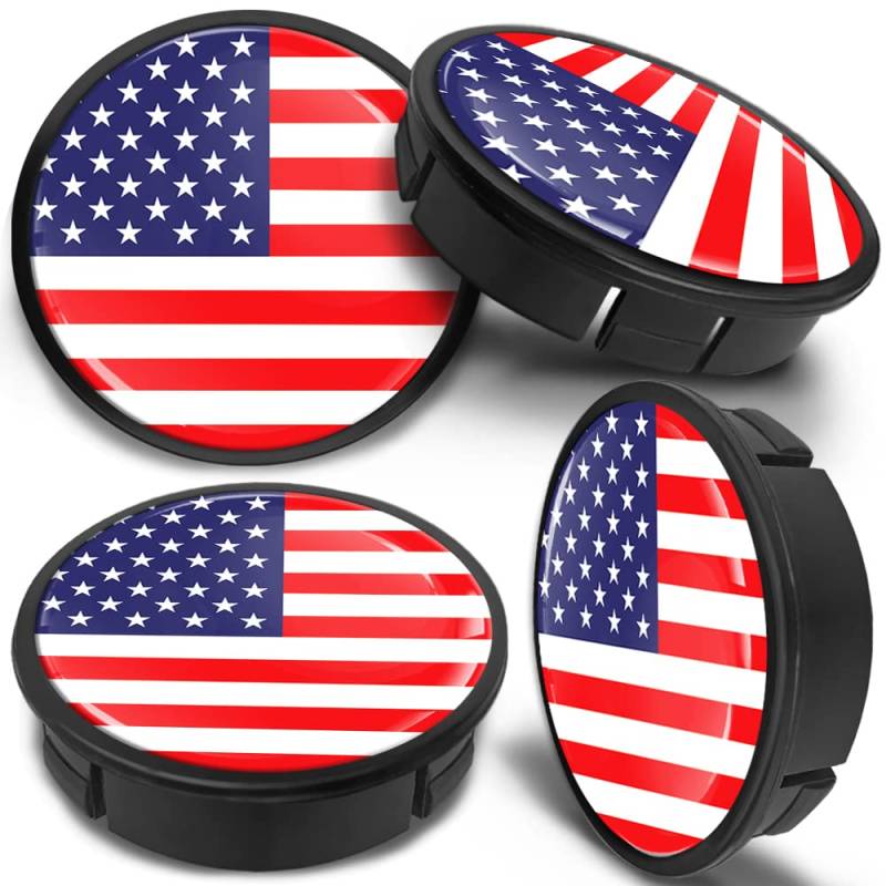 SkinoEu 4 x 60mm Universal Alufelgen Nabenkappen Felgen Kappen Felgendeckel Radkappen Radnabendeckel Nabendeckel Felgenkappen USA Flagge Fahne CXZ 12 von SkinoEu