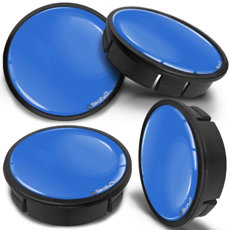 SkinoEu 4 x 60mm Universal Schwarz Blau Alufelgen Nabenkappen Felgen Kappen Felgendeckel Radkappen Radnabendeckel Nabendeckel Felgenkappen CX 6 von SkinoEu