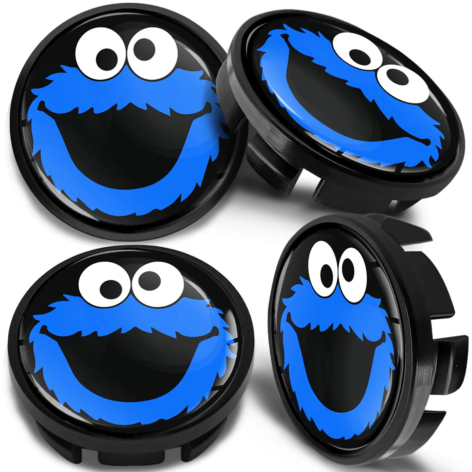 SkinoEu Kompatibel für Nabendeckel VW 65mm Radnabenabdeckung für Alufelgen Felgendeckel Nabenkappe Radkappen Blau Elmo Cookie Monster CV 41 von SkinoEu