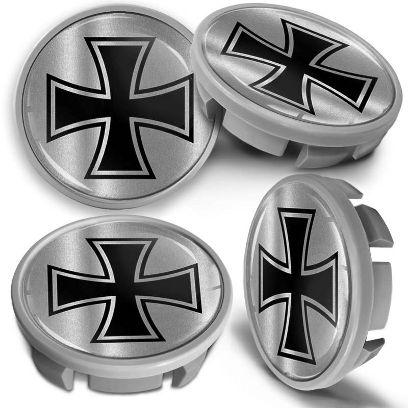 SkinoEu Kompatibel für Nabendeckel VW 65mm Radnabenabdeckung für Alufelgen Felgendeckel Nabenkappe Radkappen Silber Kreuz CVS 15 von SkinoEu