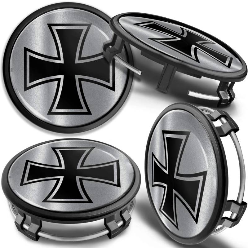 SkinoEu 4 x 75 mm Nabendeckel Felgendeckel Kompatibel mit Mercedes Benz Radnabenabdeckung Nabenkappen Felgenkappen Radkappen Alufelgen B66470207 / B66470200 Silber Schwarz CMZ 7 von SkinoEu