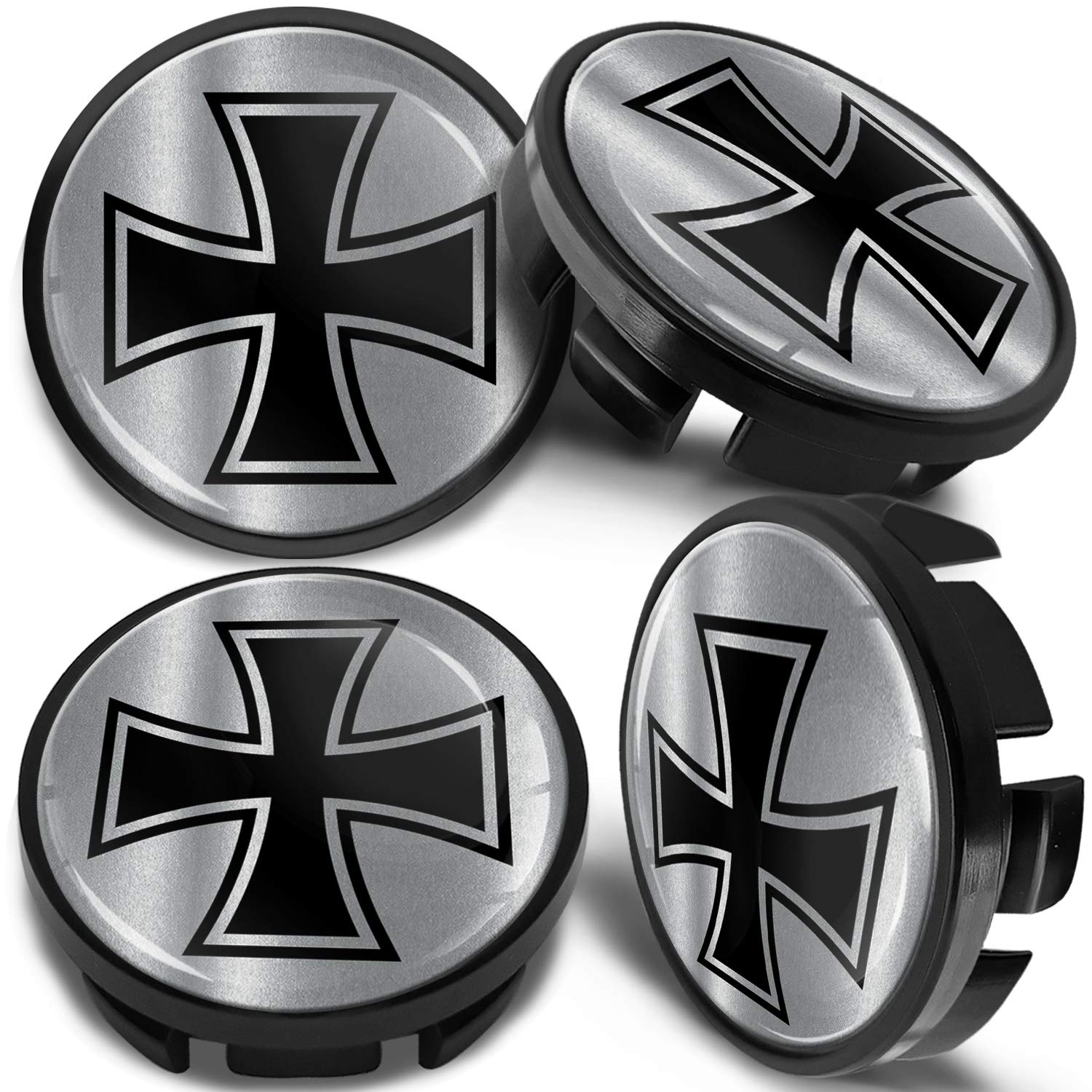 SkinoEu Kompatibel für Nabendeckel VW 65mm Radnabenabdeckung für Alufelgen Felgendeckel Nabenkappe Radkappen Eisernes Kreuz CVZ 9 von Skino