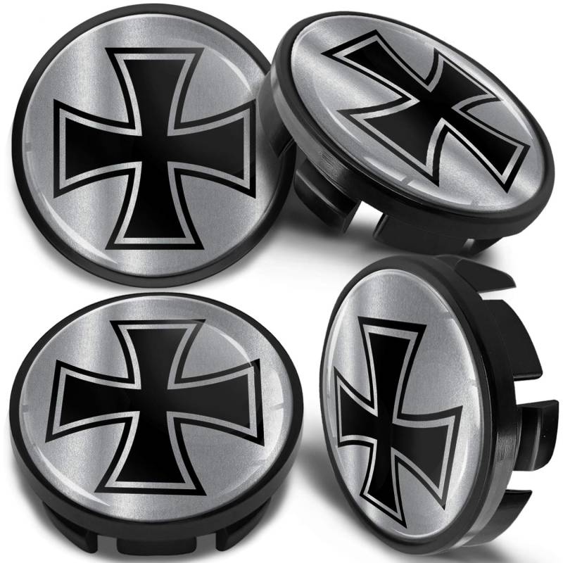 SkinoEu Kompatibel für Nabendeckel VW 65mm Radnabenabdeckung für Alufelgen Felgendeckel Nabenkappe Radkappen Eisernes Kreuz CVZ 9 von SkinoEu