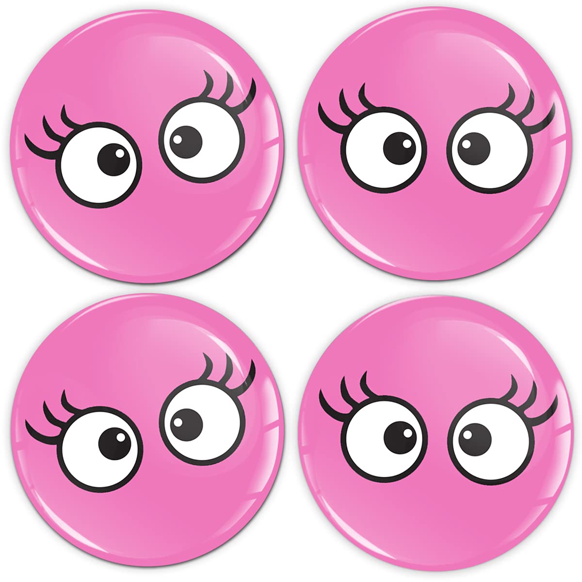 SkinoEu Aufkleber Autoaufkleber für Radkappen Nabenkappen Nabendeckel Radnabendeckel Rad-Aufkleber 50mm Rosa Pink Augen Eyes A 1750 von SkinoEu