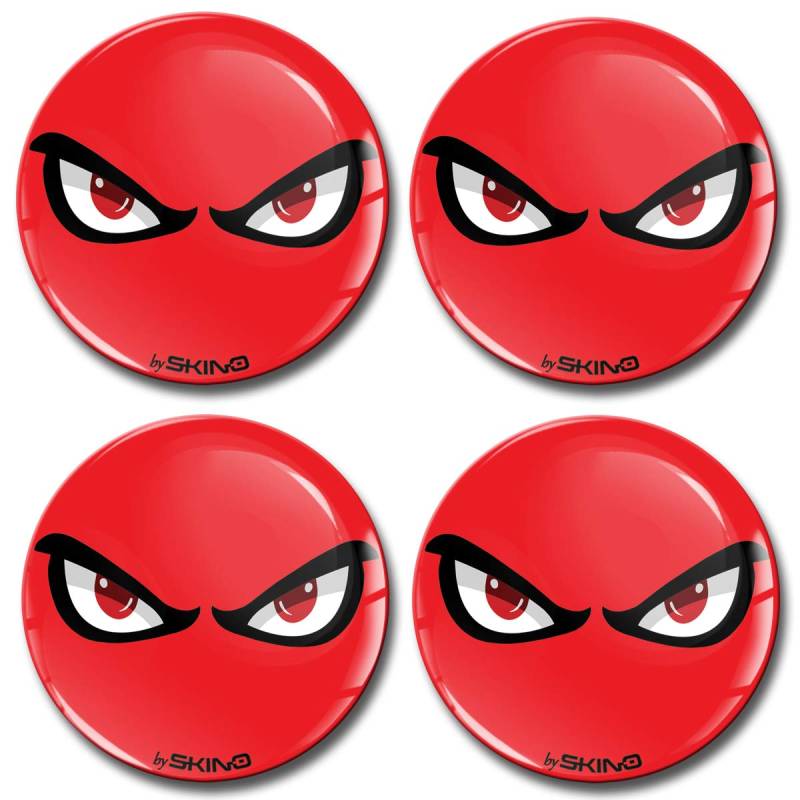 SkinoEu Aufkleber Autoaufkleber für Radkappen Nabenkappen Nabendeckel Radnabendeckel Rad-Aufkleber 68mm No Fear Eyes Augen Rot A 7568 von SkinoEu