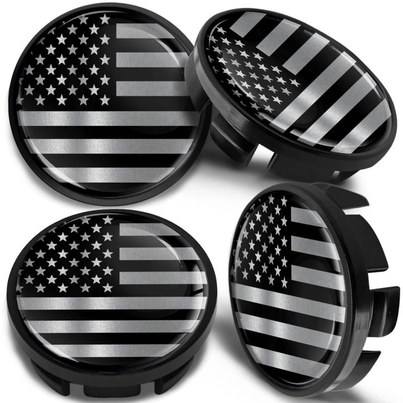 SkinoEu 4 x 65mm Nabendeckel Felgendeckel Radnabenabdeckung Nabenkappen Felgenkappen Radkappen Alufelgen Kompatibel mit VW 3B7 601 171 / 6U7 601 171 USA Flagge Silber CV 63 von SkinoEu