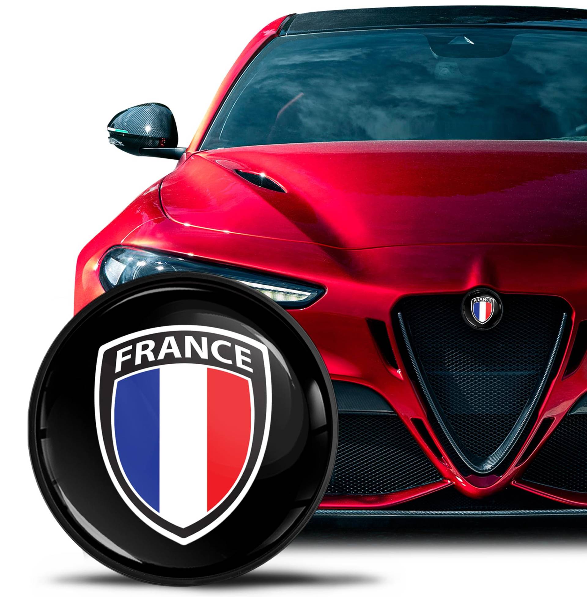 SkinoEu Kompatibel mit Alfa Romeo Emblem Plakette Motorhaube/Kofferraum 74mm für Giulietta 940 MiTo 156 147 159 GT Brera Spider 939 Frankreich Französische Flagge Schwarz EA 24 SkinoEu Kompatibel mit Alfa Romeo Emblem Plakette Motorhaube/Kofferraum 74mm für Giulietta 940 MiTo 156 147 159 GT Brera Spider 939 Frankreich Französische Flagge Schwarz EA 24 von SkinoEu