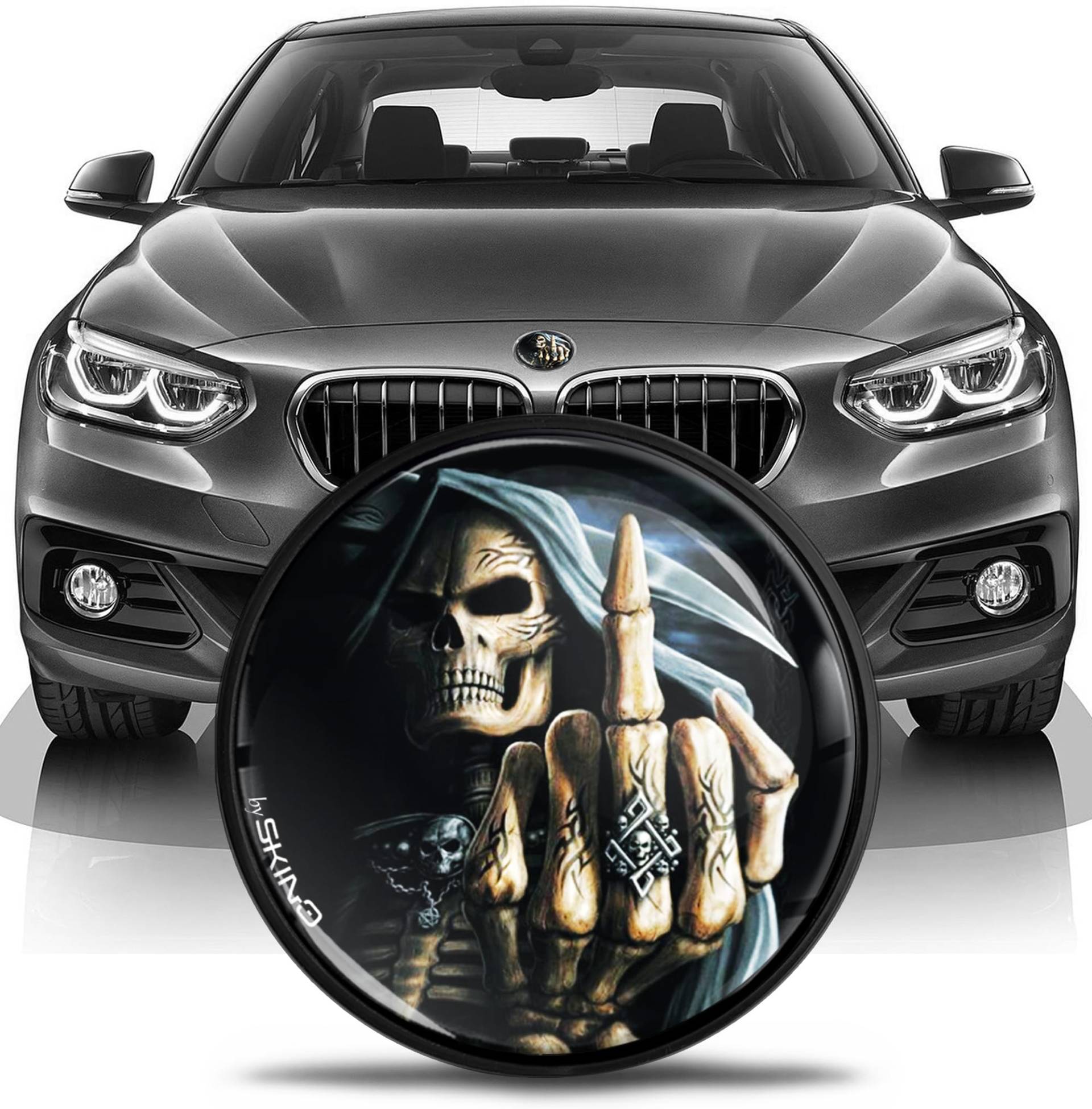 SkinoEu Tuning Emblem für Fronthaube und Kofferraum 82mm Kompatibel mit BMW Emblem 51147057794 Schädel EN 25 SkinoEu Tuning Emblem für Fronthaube und Kofferraum 82mm Kompatibel mit BMW Emblem 51147057794 Schädel EN 25 von SkinoEu