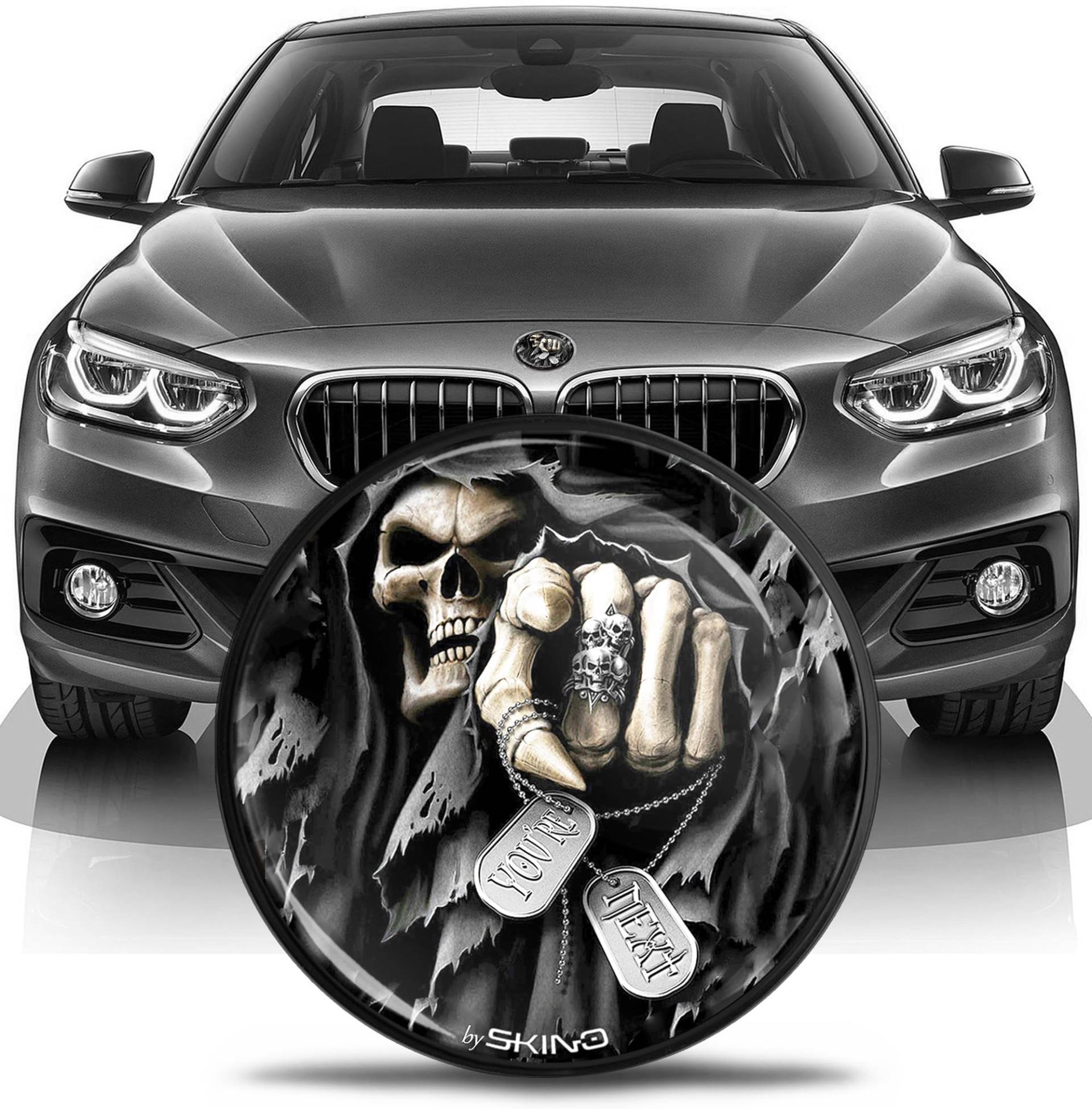 SkinoEu Kompatibel mit BMW Emblem 51147057794 für Motorhaube Kofferraum Plakette Abzeichen Heckklappe 82mm E81 E87 F07 GT F10 F11 F18 E63 E64 F06 GC F12 F13 Z4 E85 / E86 Schädel EN 30 von SkinoEu
