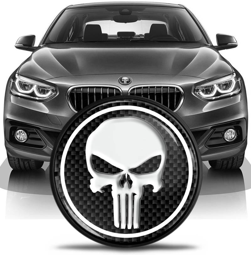 SkinoEu Kompatibel mit BMW Emblem 51147057794 für Motorhaube Kofferraum Plakette Abzeichen Heckklappe 82mm E81 E87 F07 GT F10 F11 F18 E63 E64 F06 GC F12 F13 Z4 E85 / E86 Schädel Schwarz EN 4 von SkinoEu