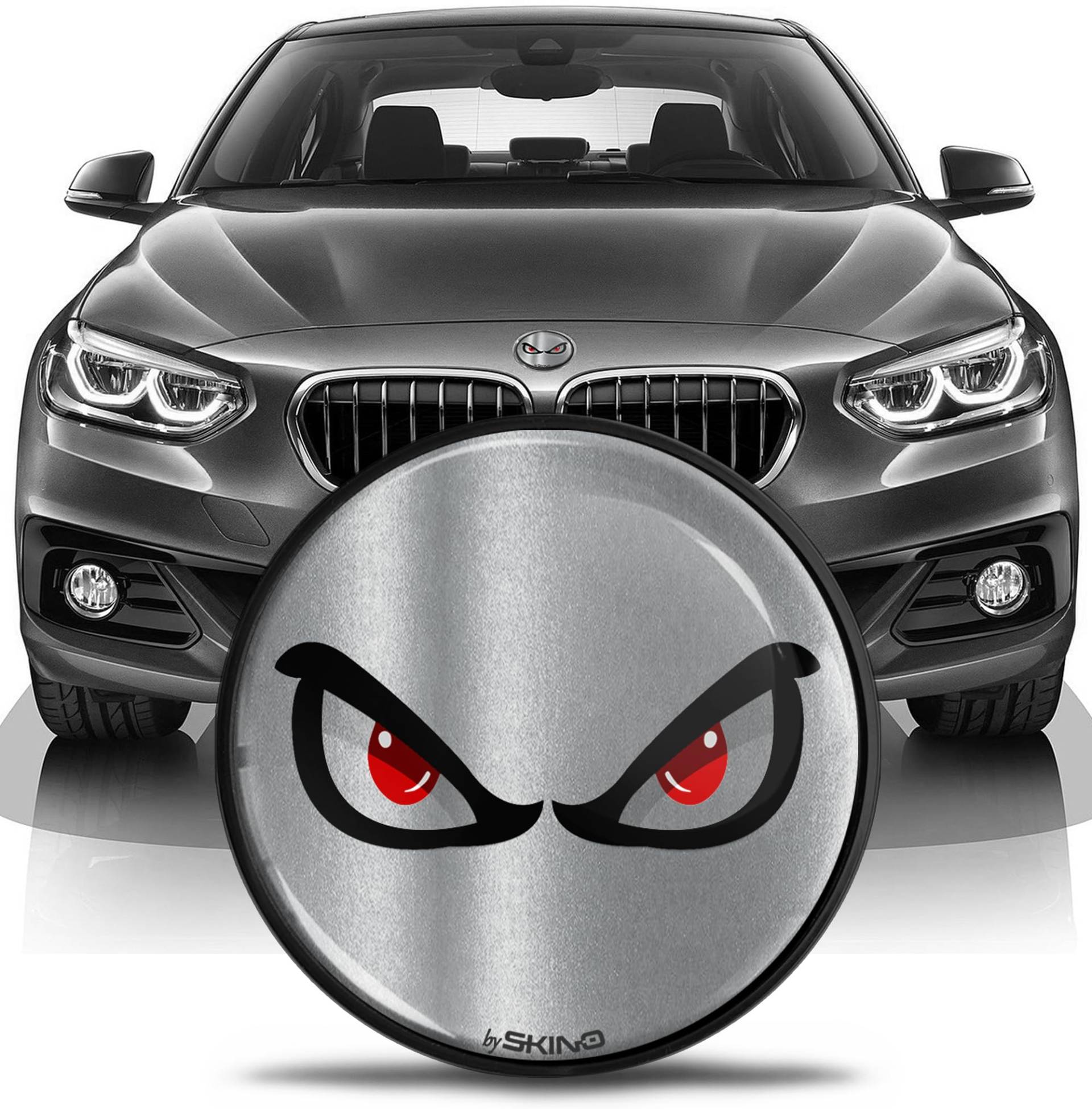 SkinoEu Kompatibel mit BMW Emblem 51147057794 für Motorhaube Kofferraum Plakette Abzeichen Heckklappe 82mm E81 E87 F07 GT F10 F11 F18 E63 E64 F06 GC F12 F13 Z4 E85 / E86 No Fear Silber EN 8 von SkinoEu