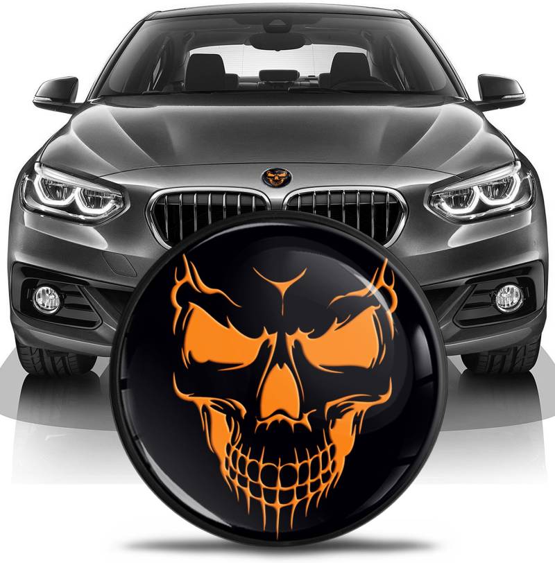 SkinoEu Tuning Emblem für Fronthaube und Kofferraum 82mm Kompatibel mit BMW Emblem 51147057794 Schädel EN 27 von SkinoEu