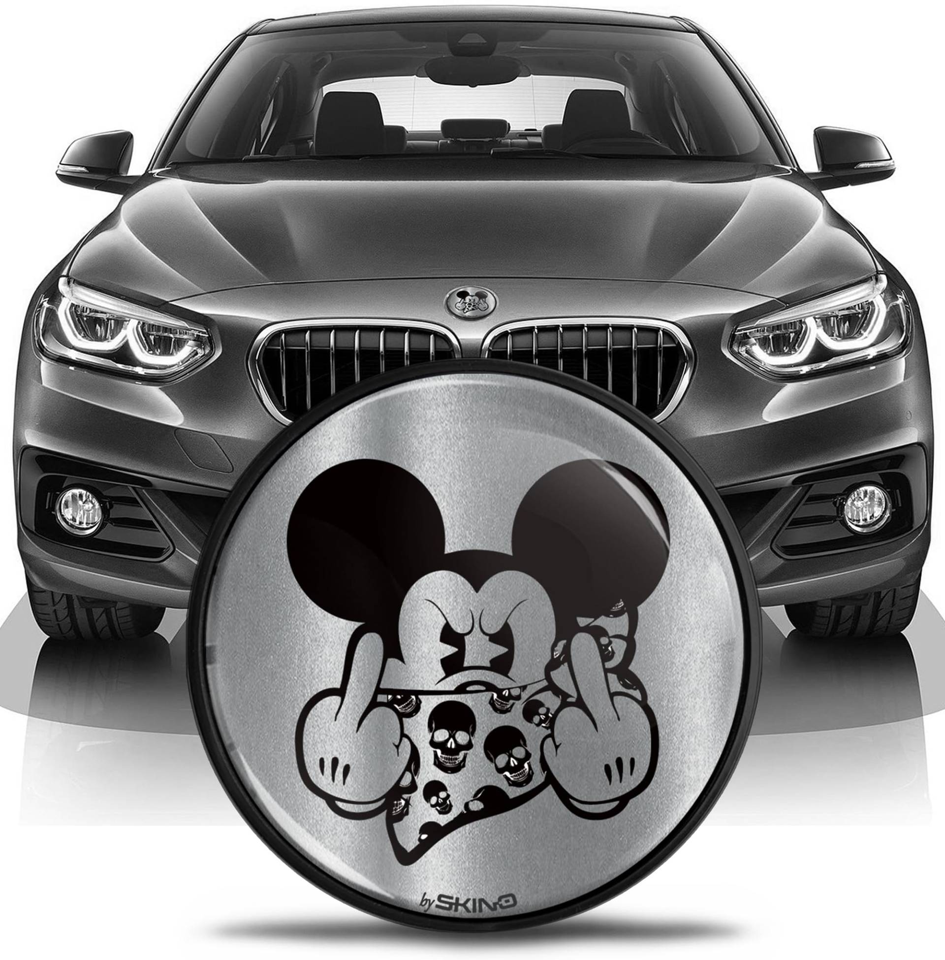SkinoEu Kompatibel mit BMW Emblem 51147057794 für Motorhaube Kofferraum Plakette Abzeichen Heckklappe 82mm E81 E87 F07 GT F10 F11 F18 E63 E64 F06 GC F12 F13 Z4 E85 / E86 Silber Schwarz EN 2 von SkinoEu