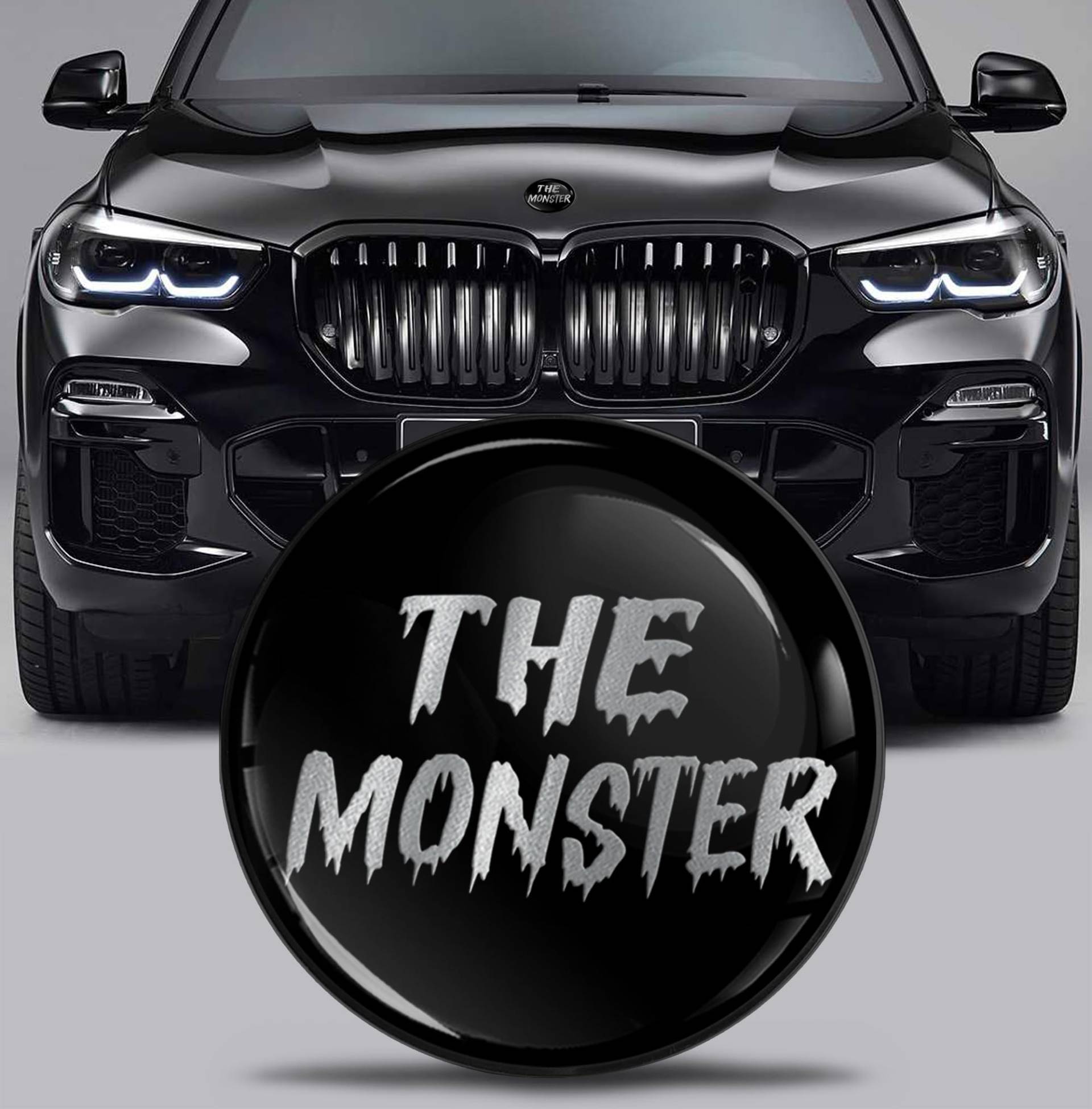 SkinoEu Kompatibel mit BMW Emblem Plakette 51767288752 82mm Durchmesser für Motorhaube/Kofferraum 1er 2er 3er 4er 5er 7er 8er X1 X2 X3 X4 X5 X6 X7 Monster Schwarz EX 18 von SkinoEu