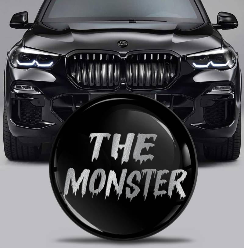 SkinoEu Tuning Emblem für Fronthaube und Kofferraum 82 mm Kompatibel mit BMW Emblem 51767288752 Monster Schwarz EX 18 von SkinoEu