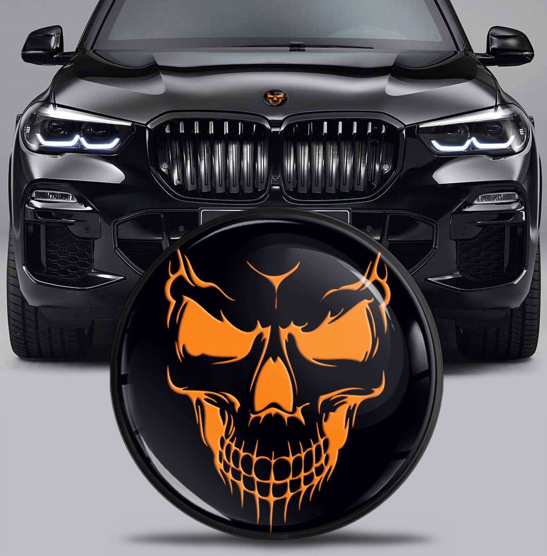 SkinoEu Tuning Emblem für Fronthaube und Kofferraum 82 mm Kompatibel mit BMW Emblem 51767288752 Schädel Orange EX 1 SkinoEu Tuning Emblem für Fronthaube und Kofferraum 82 mm Kompatibel mit BMW Emblem 51767288752 Schädel Orange EX 1 von SkinoEu
