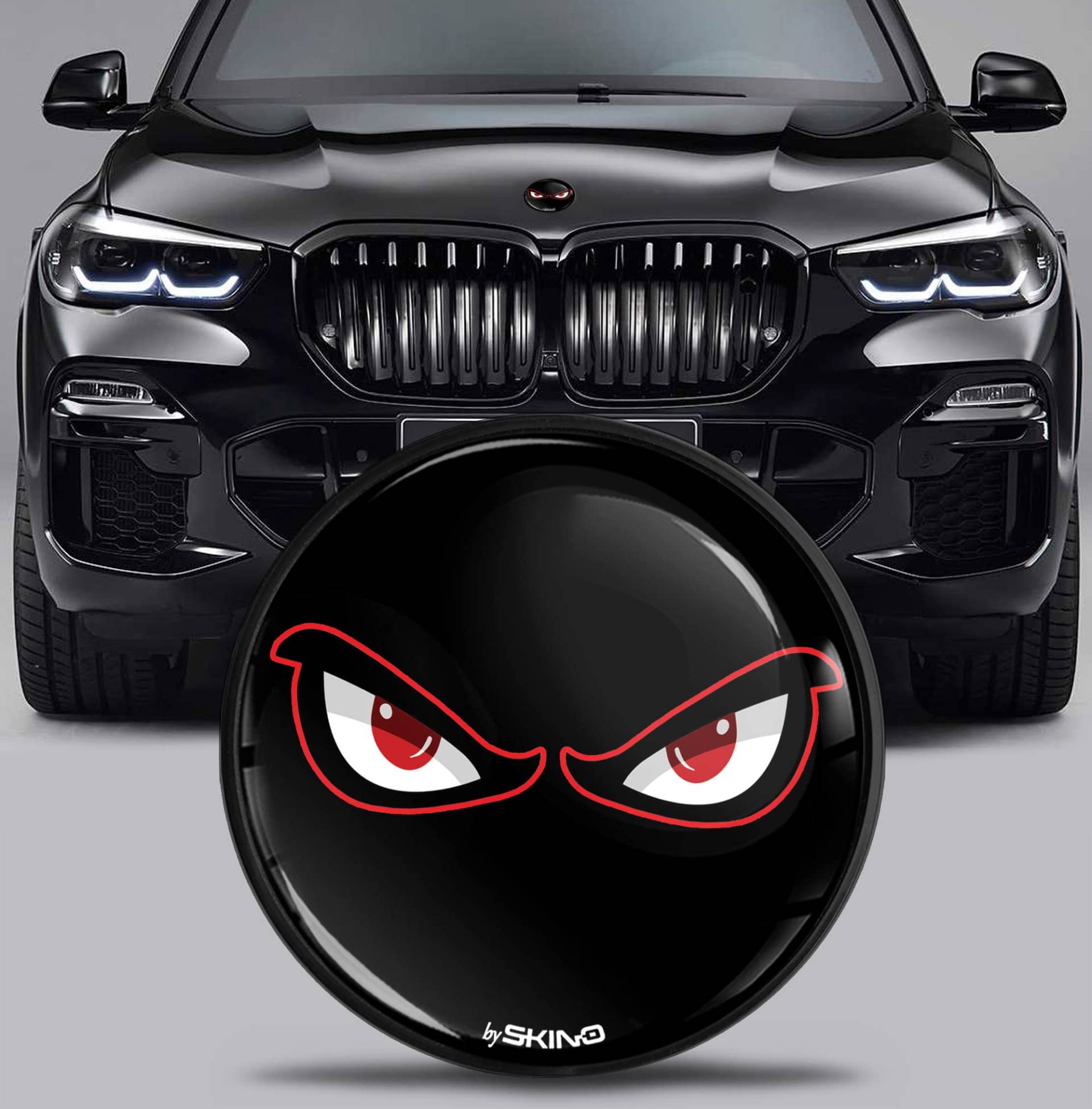 SkinoEu Kompatibel mit BMW Emblem Plakette 51767288752 82mm Durchmesser für Motorhaube/Kofferraum 1er 2er 3er 4er 5er 7er 8er X1 X2 X3 X4 X5 X6 X7 No Fear Schwarz EX 9 von Skino