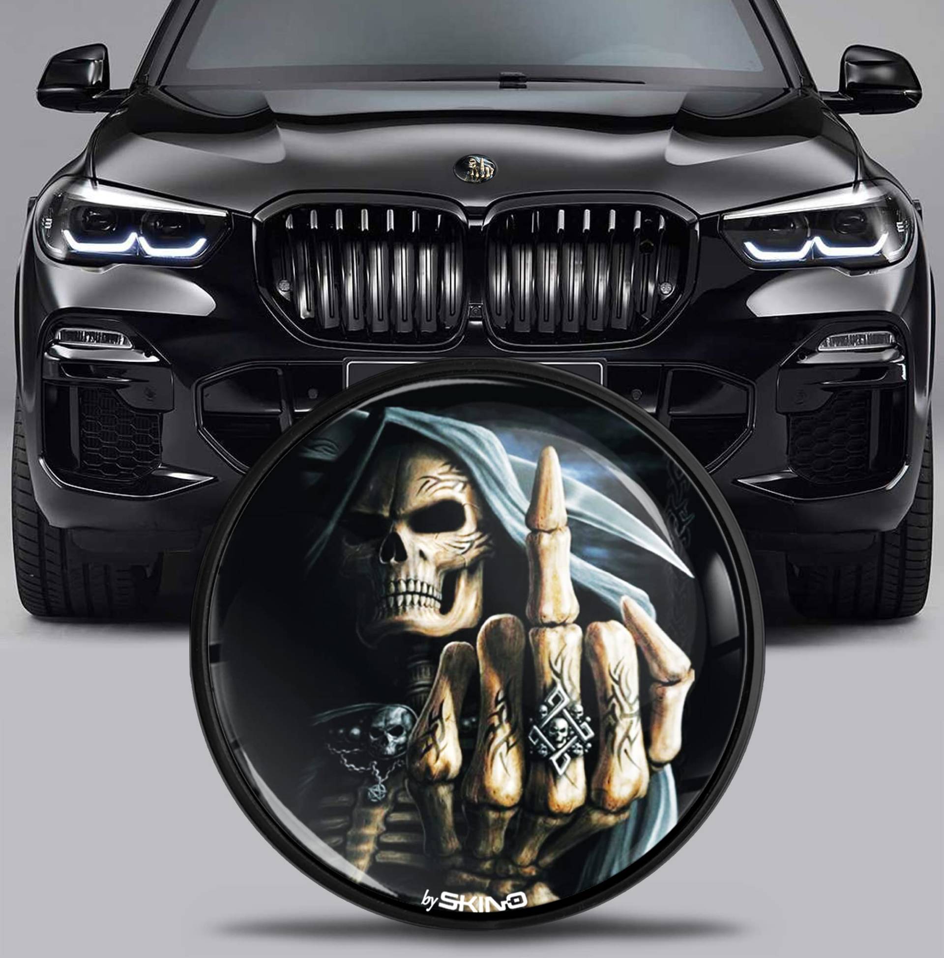 SkinoEu Tuning Emblem für Fronthaube und Kofferraum 82 mm Kompatibel mit BMW Emblem 51767288752 Schädel Schwarz EX 10 SkinoEu Tuning Emblem für Fronthaube und Kofferraum 82 mm Kompatibel mit BMW Emblem 51767288752 Schädel Schwarz EX 10 von SkinoEu