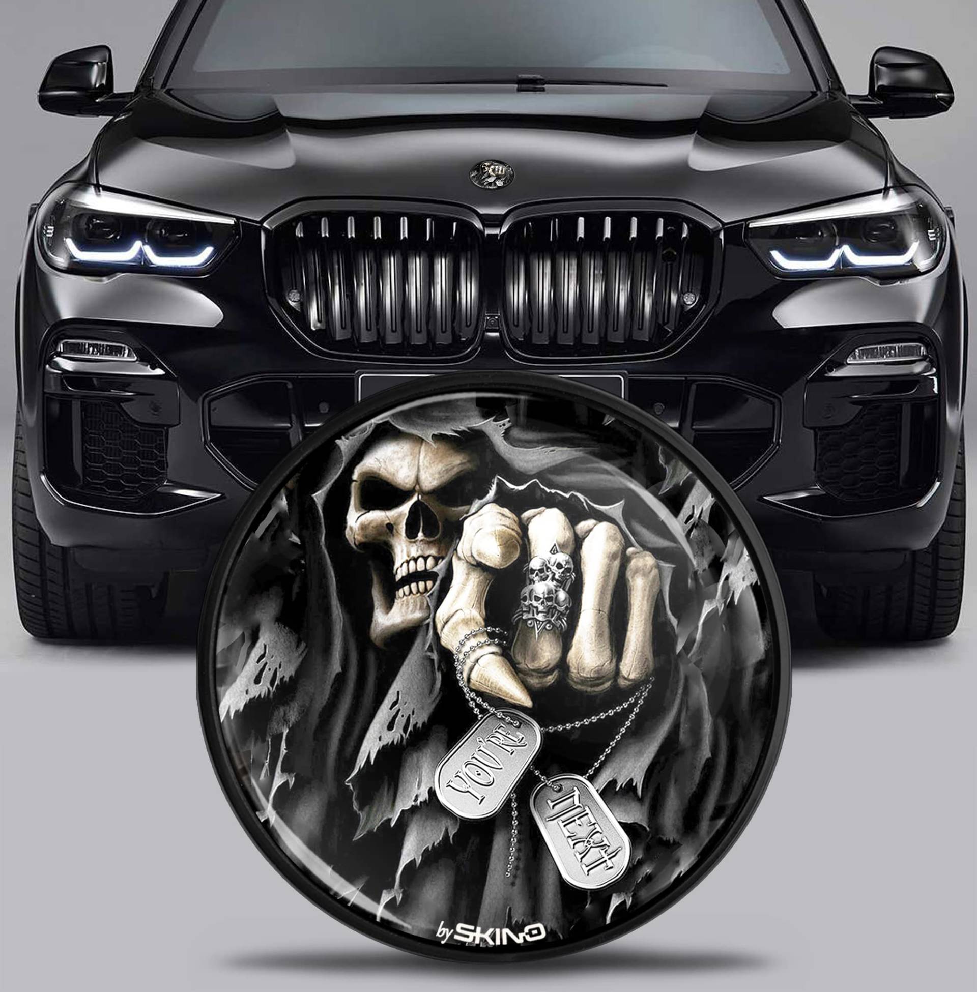 SkinoEu Tuning Emblem für Fronthaube und Kofferraum 82 mm Kompatibel mit BMW Emblem 51767288752 Schädel Schwarz EX 14 SkinoEu Tuning Emblem für Fronthaube und Kofferraum 82 mm Kompatibel mit BMW Emblem 51767288752 Schädel Schwarz EX 14 von SkinoEu