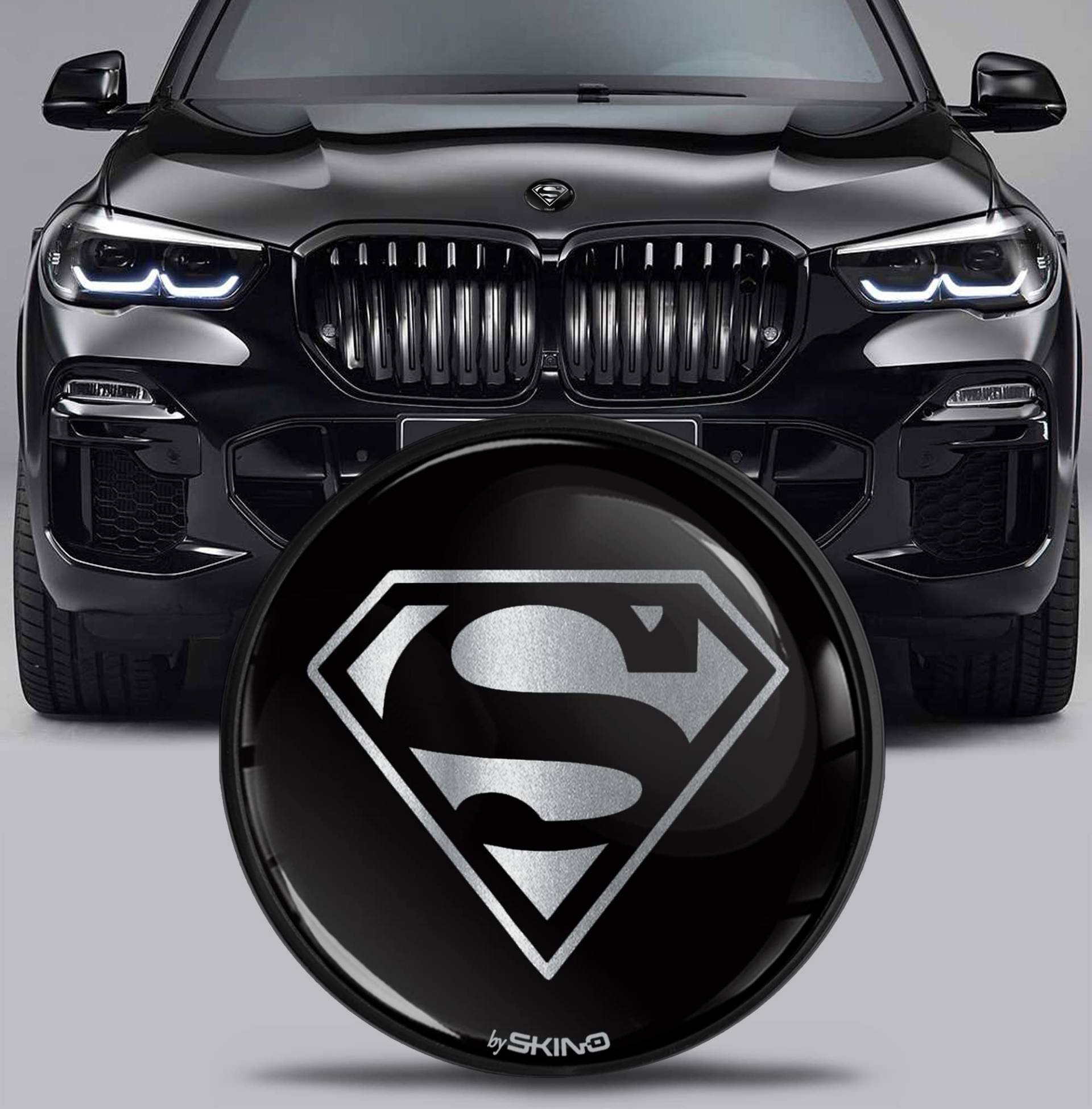 SkinoEu Kompatibel mit BMW Emblem Plakette 51767288752 82mm Durchmesser für Motorhaube/Kofferraum 1er 2er 3er 4er 5er 7er 8er X1 X2 X3 X4 X5 X6 X7 Silber Schwarz EX 12 von SkinoEu