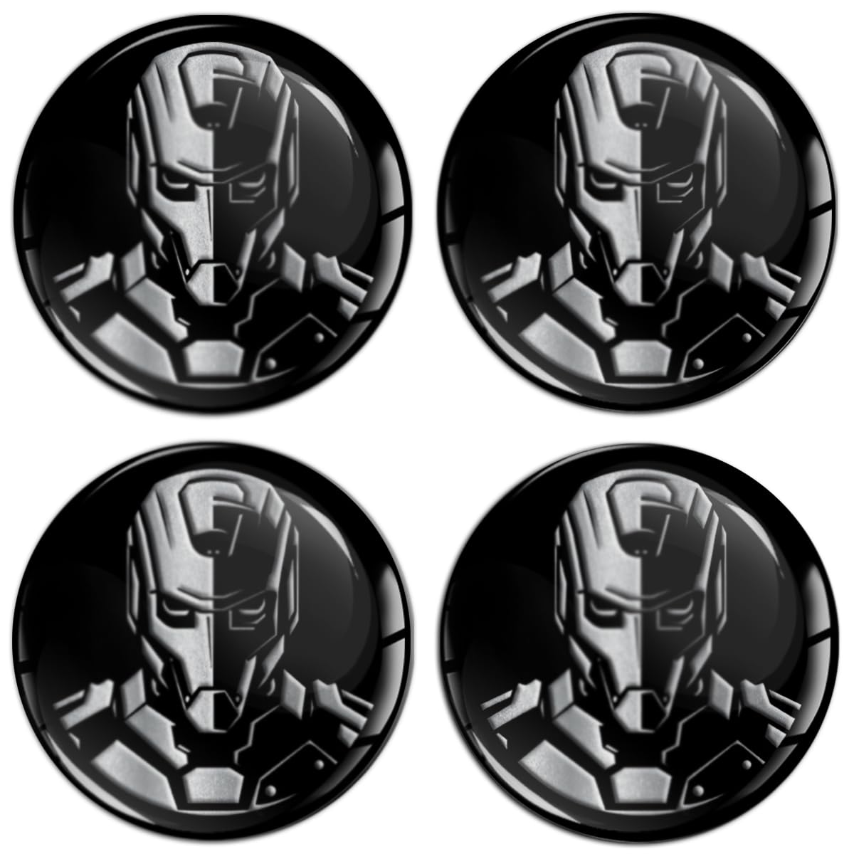 SkinoEu Set 4 x 70 mm Aufkleber für Radkappen Nabenkappen Nabendeckel Radnabendeckel Rad-Aufkleber Schwarz Silber Roboter A 7970 SkinoEu Set 4 x 70 mm Aufkleber für Radkappen Nabenkappen Nabendeckel Radnabendeckel Rad-Aufkleber Schwarz Silber Roboter A 7970 von SkinoEu