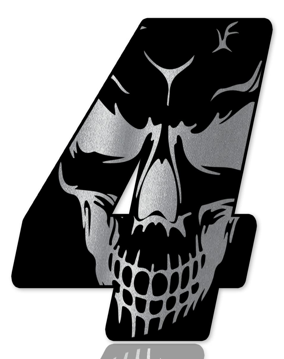 SkinoEu Startnummer Nummern Auto Moto Vinyl Aufkleber Schädel Totenkopf Schwarz Silber Sticker Motorrad Motocross Motorsport Racing Nummer Tuning 4 N 254 von SkinoEu