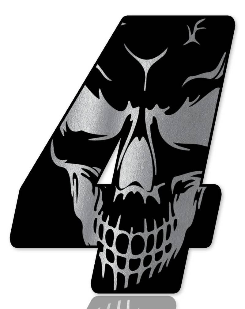 SkinoEu Startnummer Nummern Auto Moto Vinyl Aufkleber Schädel Totenkopf Schwarz Silber Sticker Motorrad Motocross Motorsport Racing Nummer Tuning 4 N 254 von SkinoEu