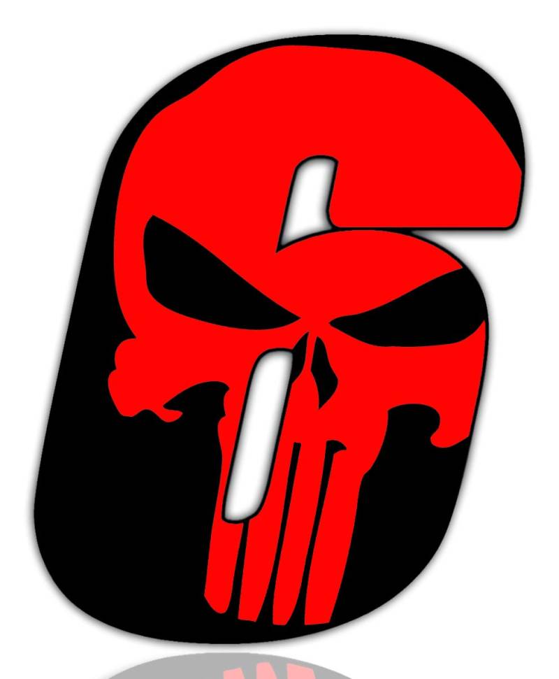 SkinoEu Startnummer Nummern Auto Moto Vinyl Aufkleber Schädel Totenkopf Schwarz Silber Sticker Motorrad Motocross Motorsport Racing Nummer Tuning 6 N 356 von SkinoEu