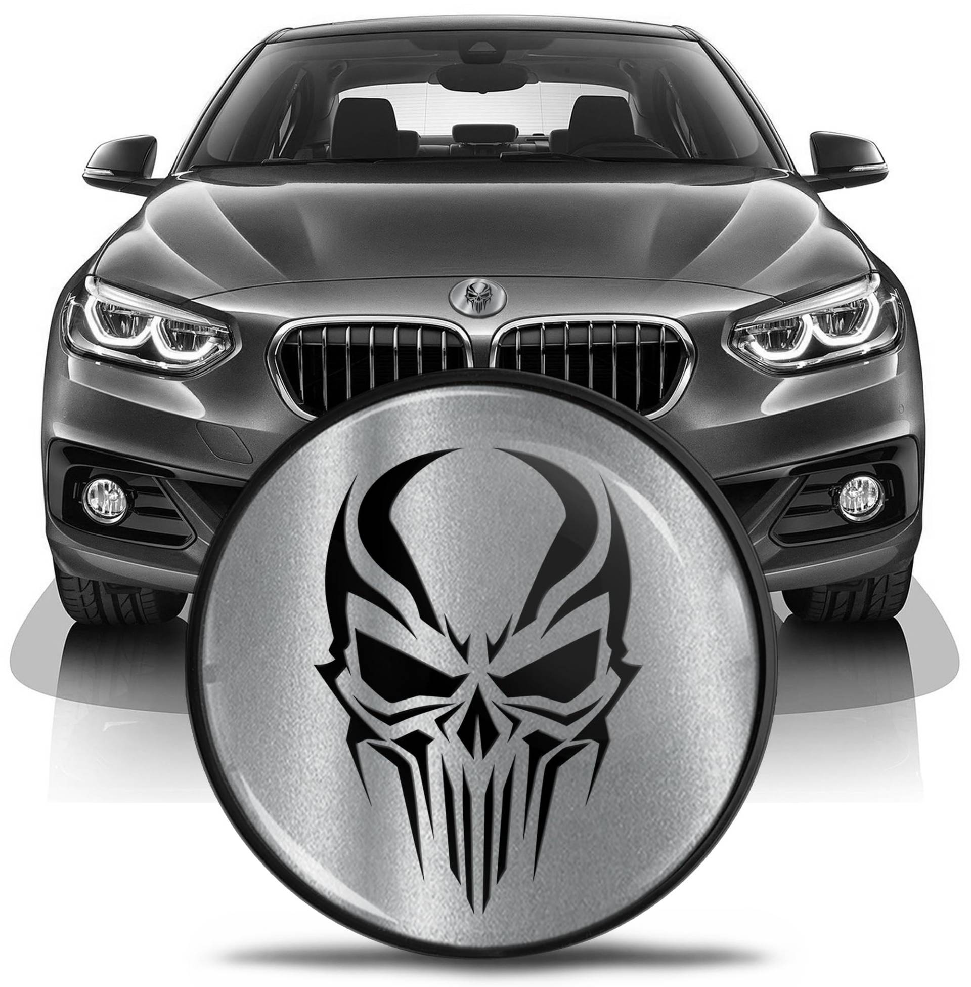 SkinoEu Tuning Emblem für Fronthaube und Kofferraum 82mm Kompatibel mit BMW Emblem 51147057794 Schädel Totenkopf Schwarz Silber EN 7 SkinoEu Tuning Emblem für Fronthaube und Kofferraum 82mm Kompatibel mit BMW Emblem 51147057794 Schädel Totenkopf Schwarz Silber EN 7 von SkinoEu