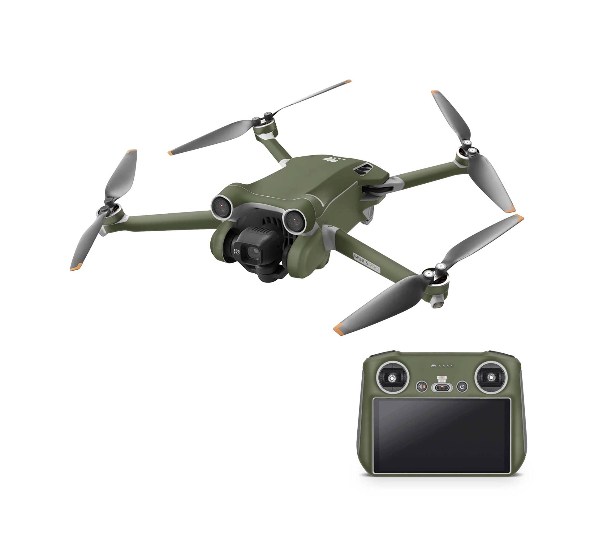 Skins4u Drohnen Aufkleber Set kompatibel mit DJI Mini 4 Pro, DJI Mini 4K Vinyl Skin mit Matter Oberfläche, 3 Akku Skins, Rapid Air Technologie (Solid State Olive, DJI Mini 4 Pro) von Skins4u