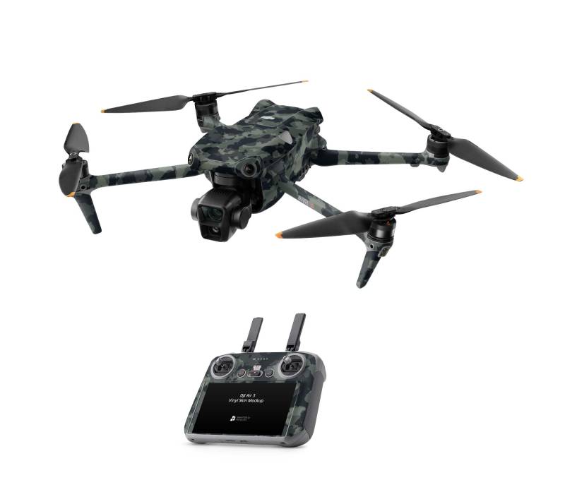 Skins4u Skin Sticker Set kompatibel mit DJI Air 3 Skins Drohnen Aufkleber RC2 Controller, Akku Wrap Schutzfolie Zubehör (Shadow Camo green) von Skins4u