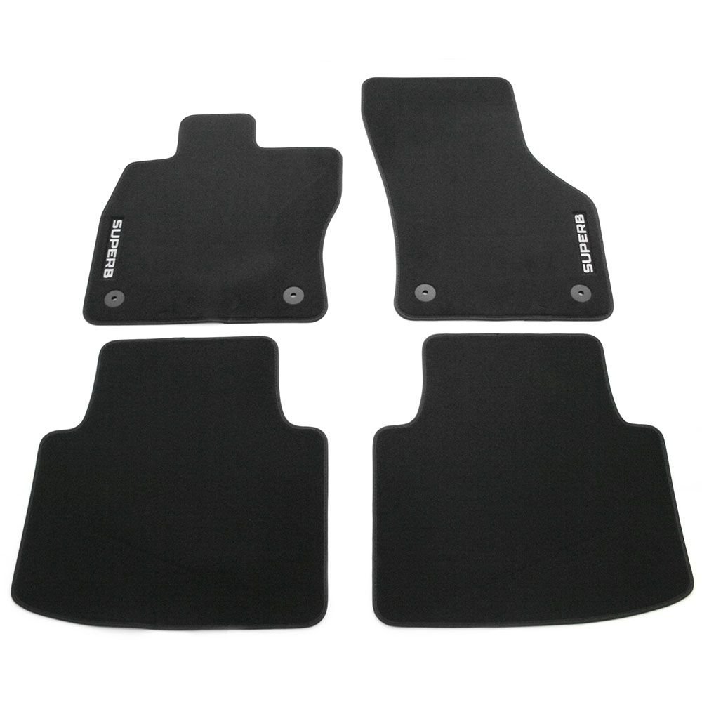 Skoda 3V1061404 Prestige Textil Fußmatten Satz Premium Velours 4X Stoffmatten schwarz mit Superb Schriftzug Skoda 3V1061404 Prestige Textil Fußmatten Satz Premium Velours 4X Stoffmatten schwarz mit Superb Schriftzug von Skoda