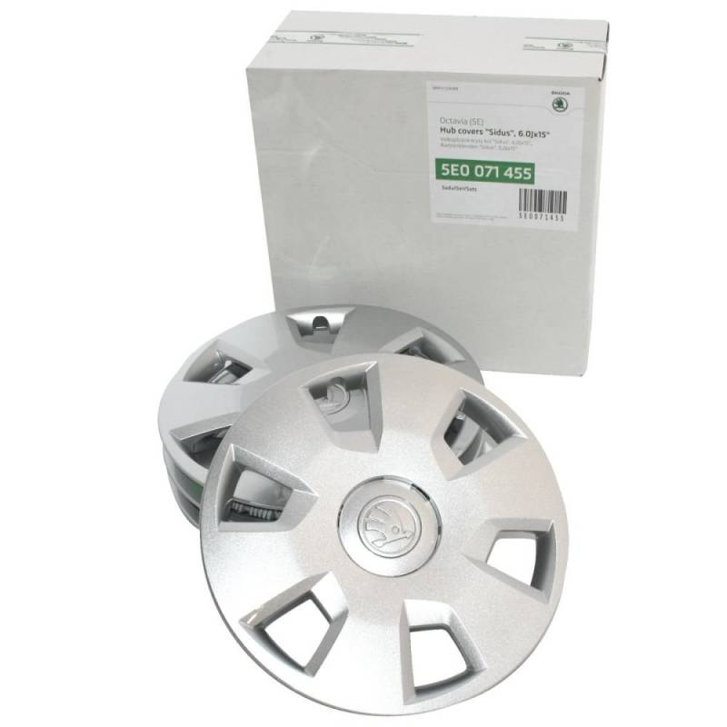 Skoda 5E0071455 Original Radkappen Set 15 Zoll Sidus 6.0Jx15 Kappen 4X Radzierblenden Räder Stahlfelgen von Skoda
