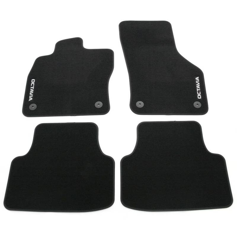 Skoda 5E1061404B Prestige Textil Fußmatten Satz Premium Velours 4x Stoffmatten schwarz mit Octavia Schriftzug von Skoda