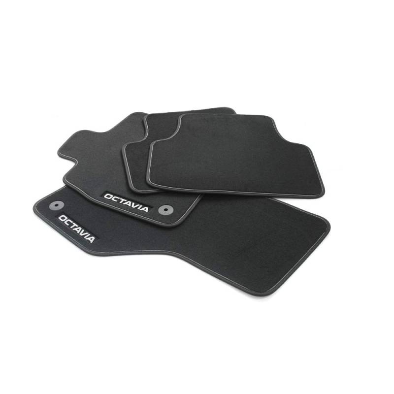 Skoda 5E4061270A Prestige Textil Fußmatten Velours 4X Stoffmatten schwarz/grau, mit Octavia Schriftzug von Skoda