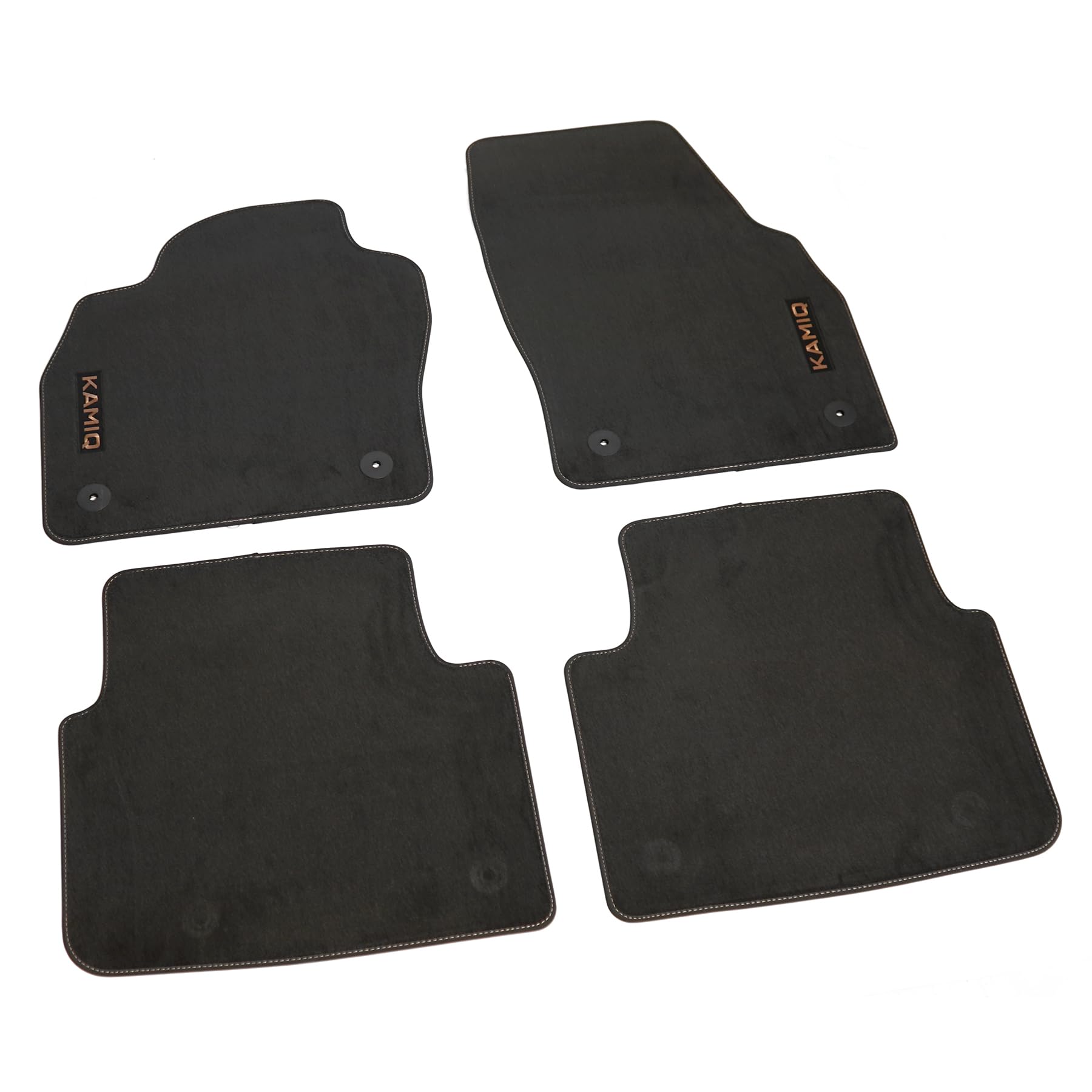 Skoda 658061270B Fußmatten Prestige Textilfußmatten 4X Stoffmatten Velours, schwarz, mit kupferfarbenen KAMIQ Schriftzug und kupferfarbener Naht Skoda 658061270B Fußmatten Prestige Textilfußmatten 4X Stoffmatten Velours, schwarz, mit kupferfarbenen KAMIQ Schriftzug und kupferfarbener Naht von Skoda