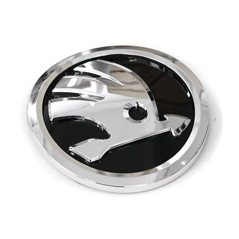 Skoda 658853621FOD Zeichen vorn Emblem Logo Plakette Motorhaube, schwarz/Chrom, Silber von Skoda