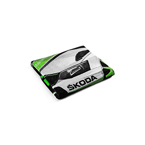 Skoda MVF78-502 Strandtuch Motorsport Handtuch 150x75cm Badetuch Fabia R5 Baumwolle, schwarz/grün/weiß von Skoda