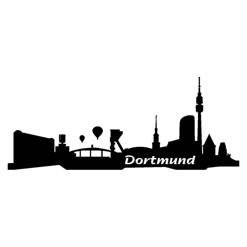 Skyline4u Aufkleber Dortmund Skyline Collage in 8 Größen und 25 Farben (15x6cm schwarz) von Skyline4u