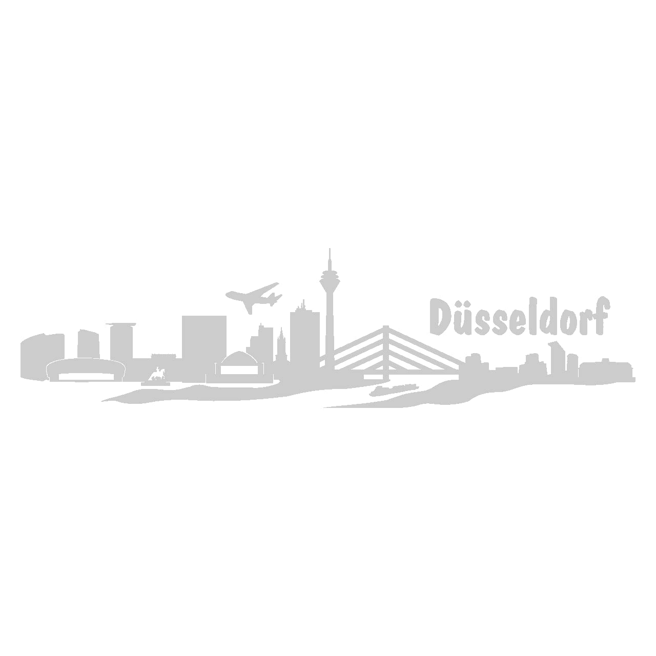Skyline4u Aufkleber Düsseldorf mit Sehenswürdigkeiten in 8 Größen und 25 Farben (15x3,8cm Silber) von Skyline4u