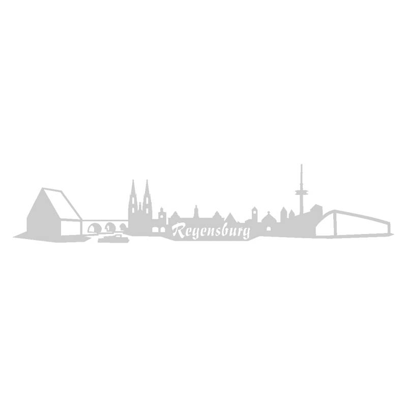 Skyline4u Aufkleber Regensburg mit Sehenswürdigkeiten in 8 Größen und 25 Farben (15x3,1cm Silber) von Skyline4u