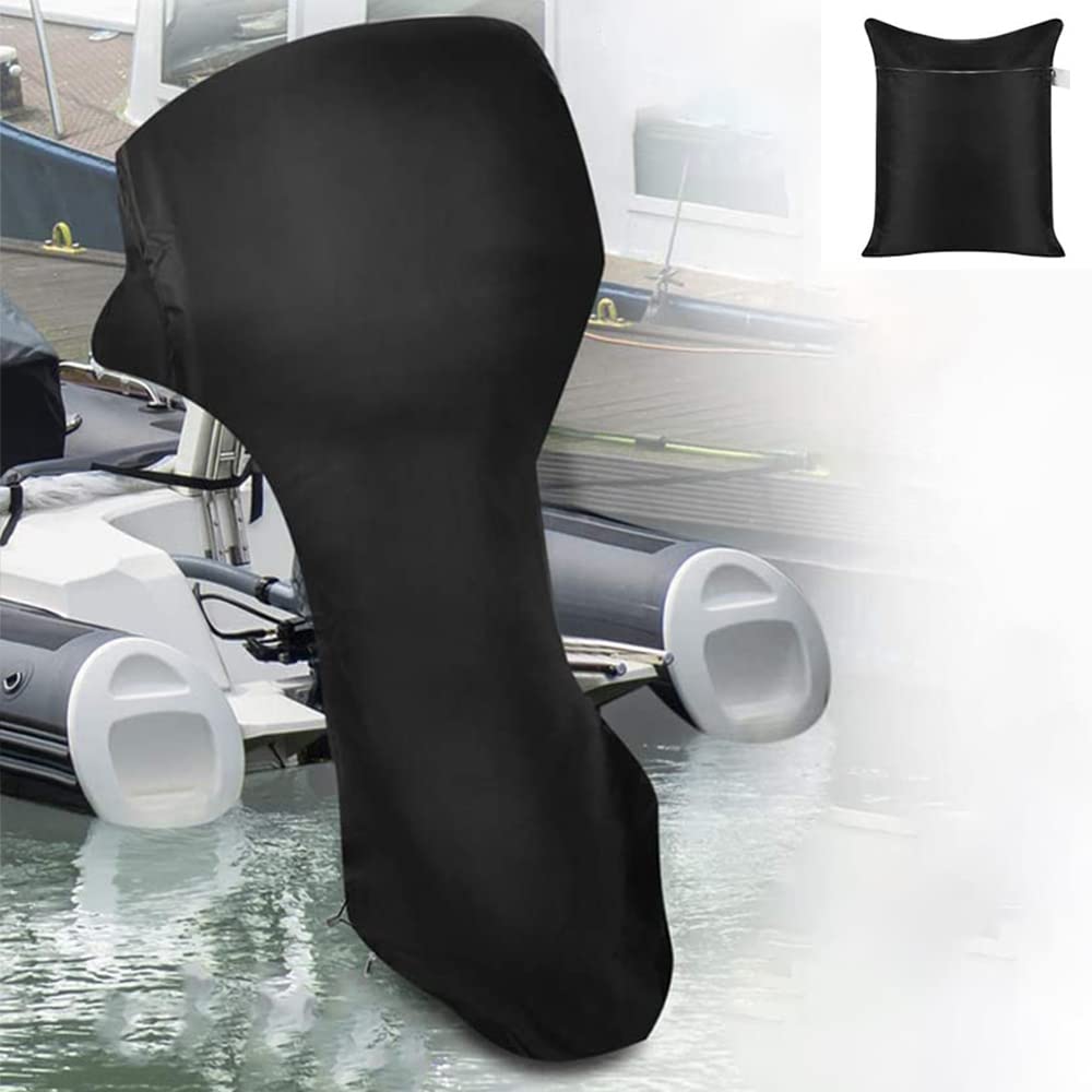 Außenbord-Motorabdeckung, Skyour wasserdichte Bootsmotor-Abdeckung, Staub-Rian UV-Motor-Schutzabdeckung (124,5 x 134,6 x 104,1 cm) für 8 PS, Schwarz) von Skyour