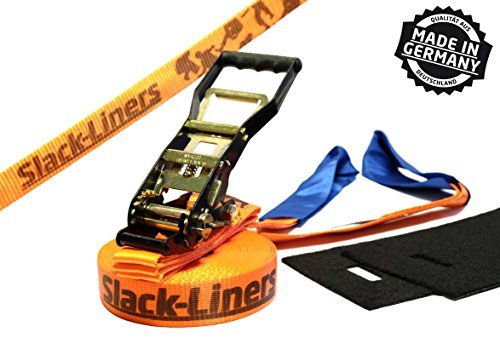 Slack-Liners 4 Teiliges Slackline-Set ORANGE - 50mm breit, 25m lang - mit Langhebelratsche Made in Germany Slack-Liners 4 Teiliges Slackline-Set ORANGE - 50mm breit, 25m lang - mit Langhebelratsche Made in Germany von Slack-Liners