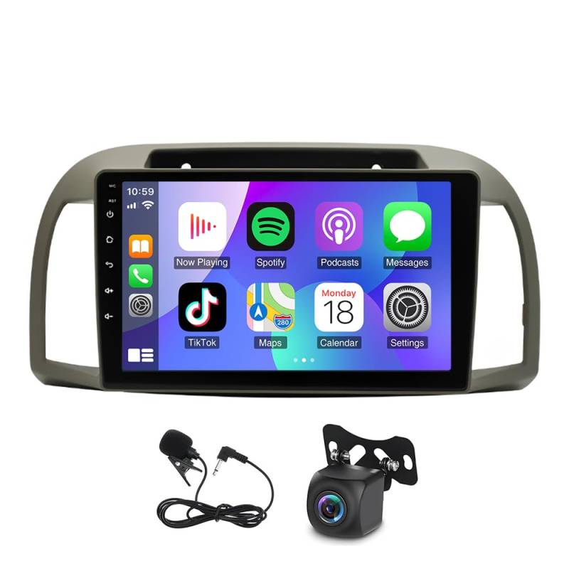Slakerbe Android 13 Autoradio 2 Din mit Carplay Android Auto kompatibel mit Nissan Micra 3 K12 2002-2009, 2G+32G 9 Zoll Auto Radio Stereo mit Bluetooth Navi WiFi FM RDS Rückfahrkamera Mic von Slakerbe
