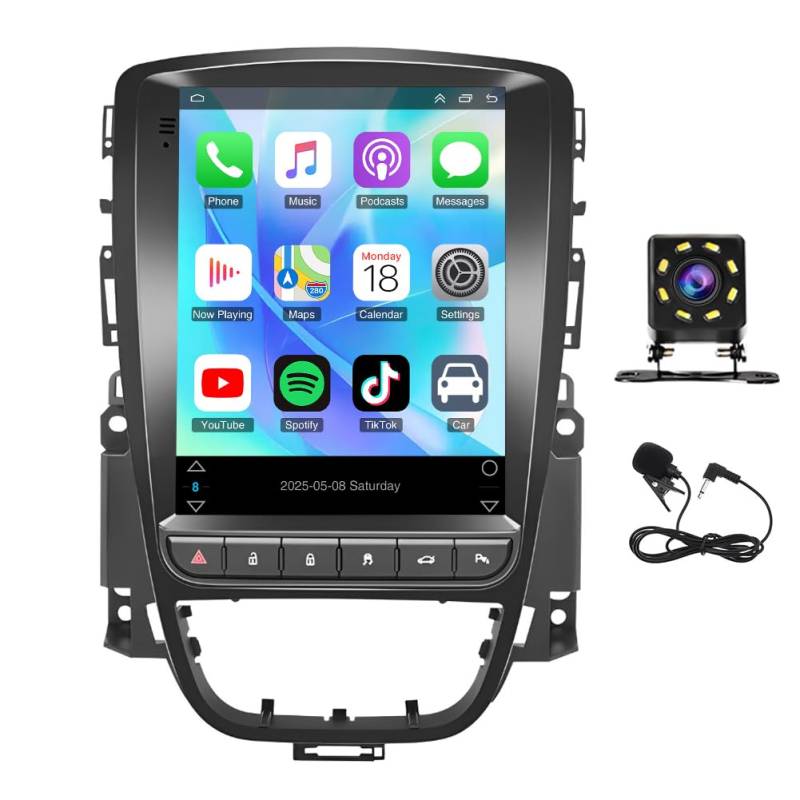 Slakerbe Android 13 Autoradio 2 Din mit Carplay Android Auto kompatibel mit Opel Astra J Buick Excelle Verano, 2G+32G 9.7 Zoll Auto Radio Stereo mit Bluetooth Navi WiFi FM RDS Rückfahrkamera Mic von Slakerbe