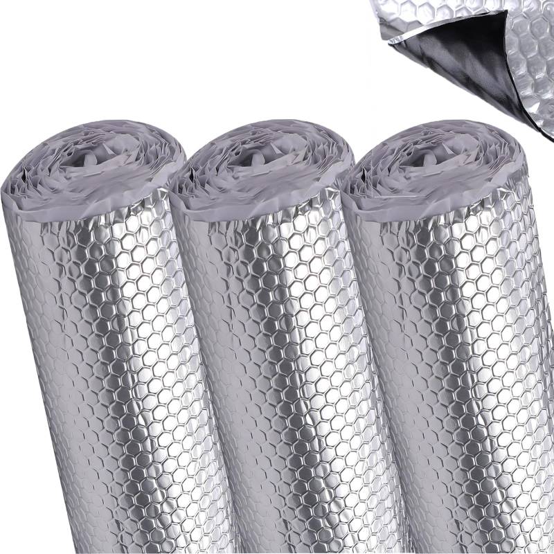 Sleeleece Alubutyl Dämmmatte 3 Rollen x 2mm x 50 cm x 4 Meter = 6 m² selbstklebend Anti Dröhn Matte Auto Dämmung Schall- und Fahrgeräuschdämmung für Kfz, LKW und Wohnmobile von Sleeleece